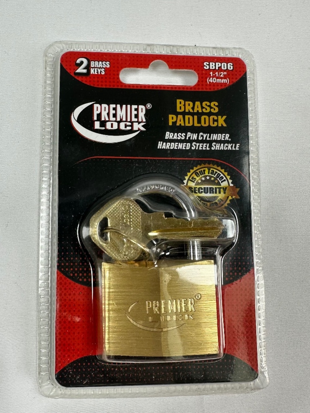 Premier Lock, Brass Padlock, Brass Pin Cylinder, Hardened Steel Shackle, SBP06